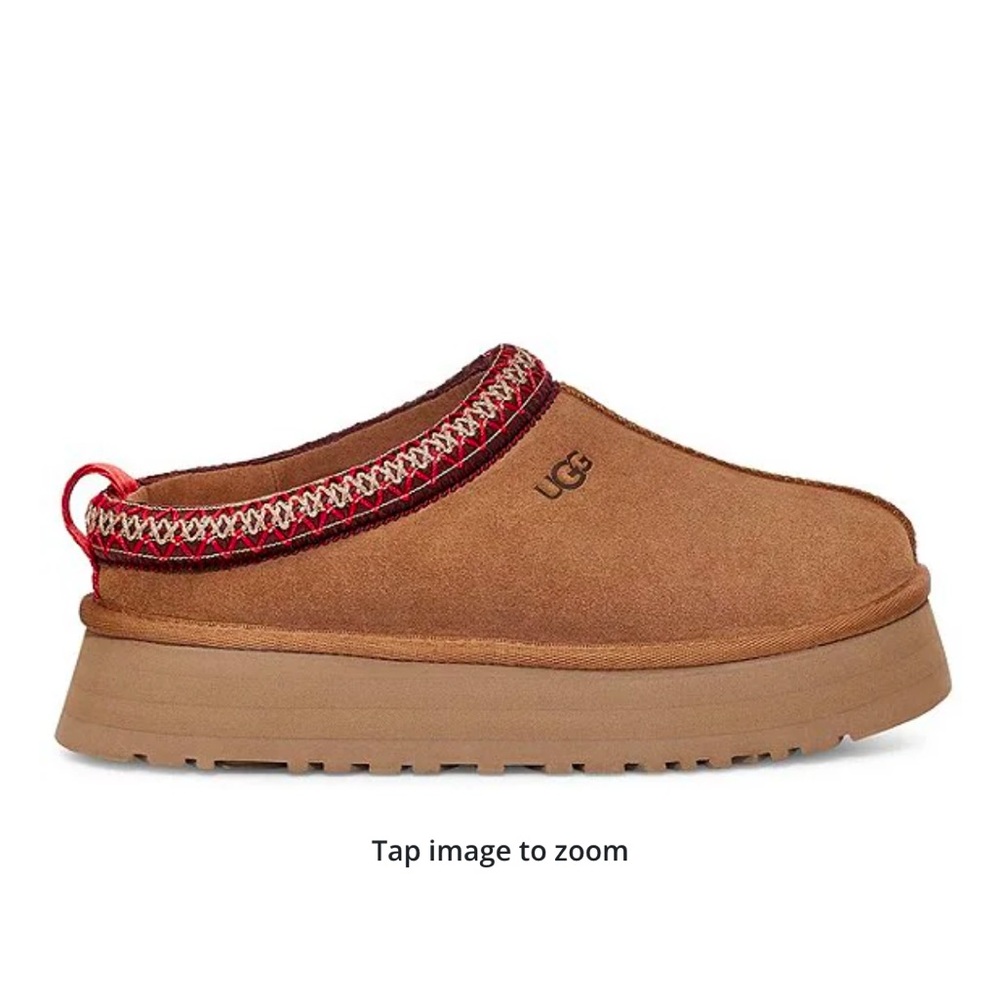 UGG Tazz platform slippers, barely worn, size 39, 8, chestnut brown